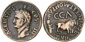 Caesaraugusta (Zaragoza). Agripa. As. (FAB. 386) (ACIP. 3108a). 14,08 g. MBC.