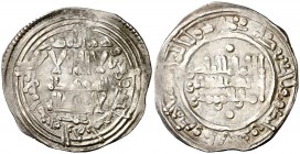 AH 341. Califato. Abderrahman III. Medina Azzahra. Dirhem. (V. 422) (Fro. 16). 2,41 g. MBC.