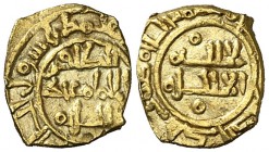 Taifa de Toledo y Valencia. Ismail al-Zafir. (Toledo). Fracción de dinar. (V. 1085) (Prieto 315). 0,66 g. Marca de ceca fuera del cospel, como es habi...