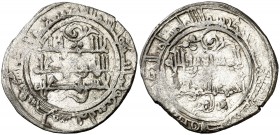 AH 482. Taifa de Zaragoza. Ahmad II al-Mostain. Sarqusta. Dirhem. (Vives 1224 var) (Prieto 271b). 4,61 g. Rara, y más así. MBC.