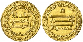 AH 221. Califato Abasida de Bagdad. Al-Mutasim. Misr (Egipto). Dinar. (S.Album 225). 4,22 g. Bella. Escasa. EBC.