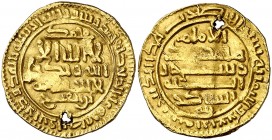 AH 340. Midraríes de Segilmesa. Mohamad al-Shakir ibn al-Fath. Dinar. (S.Album 453) (Lavoix 930) (Mitch. W. of I. 357). 4,18 g. Perforación que no afe...