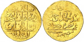 Año 2 (1775 d.C.). Egipto-Imperio Otomano. Abdul Hamid I. 1 zeri mahbub. (Fr. 46). 2,60 g. Acuñación algo movida en reverso. (EBC-).