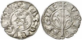 Jaume I (1213-1276). València. Diner (Cru.V.S. 316) (Cru.C.G. 2130). 0,95 g. Tercera emisión. Leves defectos del cospel. Vellón muy rico. Escasa así. ...