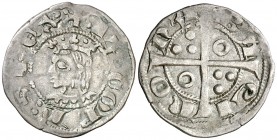 Jaume II (1291-1327). Barcelona. Diner. (Cru.V.S. 344.1 var) (Cru.C.G. 2160a var). 0,93 g. Rara puntuación. MBC.