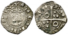 Jaume II (1291-1327). Barcelona. Òbol. (Cru.V.S. 345) (Cru.C.G. 2166). 0,31 g. Letras A y U góticas. Escasa. MBC.