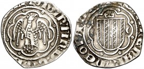Martí I (1396-1410). Sicília. Pirral. (Cru.V.S. 528) (Cru.C.G. 2332c) (MIR. 220/1). 2,61 g. Algo recortada. MBC-.