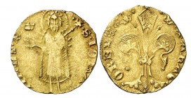 Alfons IV (1416-1458). València. Florí. (Cru.V.S. 810.1) (Cru.C.G. 2833). 3,44 g. Marcas: corona y losanje partido en aspa a los pies del santo. Buen ...
