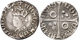 Alfons IV (1416-1458). Barcelona. Croat. (Cru.V.S. 820.1) (Cru.C.G. 2865). 3,11 g. El busto no interrumpe la gráfila. Acuñación floja. Rayitas. Escasa...