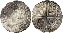 Alfons IV (1416-1458). Perpinyà. Croat. (Cru.V.S. 827.5) (Badia 615 sim) (Cru.C.G. 2869c var). 2,88 g. Oxidaciones. Ex Áureo 16/05/1995, nº 154. Muy r...