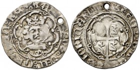 Alfons IV (1416-1458). Mallorca. Mig ral. (Cru.V.S. falta) (Cru.C.G. 2888a). 1,63 g. Perforación. Sin marcas en anverso. Ex Colección Ramon Muntaner 2...