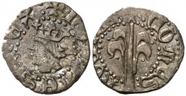 Joan II (1458-1479). Perpinyà. Diner. (Cru.V.S. 952) (Cru.C.G. 2991). 0,76 g. Corona de 5 florones. Buen ejemplar. MBC+.