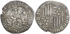 Ferran I de Nàpols (1458-1494). Nàpols. Carlí. (Cru.V.S. 1027) (Cru.C.G. 3440, mismo ejemplar) (MIR. 72/2). 3,42 g. Pequeño defecto de cospel. Ex Cole...