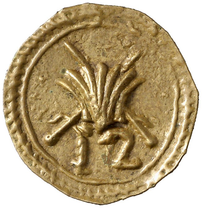 Calaf. Pellofa. (Cru.L. 1415). 0,24 g. Latón. Valor: 12. Rara. EBC-.