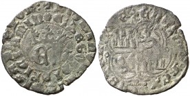 Enrique II (1368-1379). Toledo. Real de vellón de anagrama. (AB. 423 var). 2,26 g. Roeles en los extremos de la cruz. Rara. BC+.