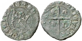 Enrique II (1368-1379). Marca ¿roseta?. Cruzado. (AB. 458). 1,79 g. Leyendas flojas. MBC-.