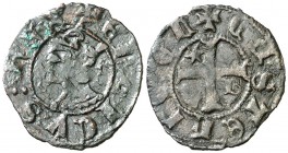 Enrique III (1390-1406). Burgos. Meaja coronada. (AB. 611, como seisén). 0,58 g. Ex Áureo 29/09/1998, nº 1218. Rara. MBC.