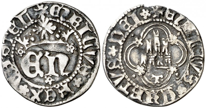 Enrique IV (1454-1474). Toledo. Medio real. (AB. falta). 1,54 g. Orla circular e...