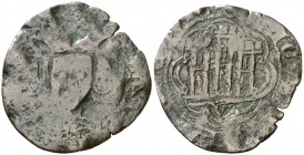 Enrique IV (1454-1474). Villalón. Cuartillo. (AB. 759). 2,17 g. Leyendas apenas visibles. BC-/BC.