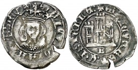 Enrique IV (1454-1474). Burgos. Medio cuartillo. (AB. 773). 1,57 g. Orlas circulares en anverso y reverso. Ex Áureo 20/12/2000, nº 1435. Escasa. MBC....