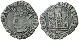 Enrique IV (1454-1474). Toledo. Dinero. (AB. 788, como medio cuartillo). 1,08 g. Ex Áureo 05/02/2003, nº 675. Cospel algo faltado. (MBC-).