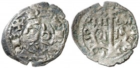 Pedro el de Huesca (1094-1104). Jaca. Òbol. (Cru.V.S. 214 var). 0,36 g. Algo alabeado. Rara. (MBC).