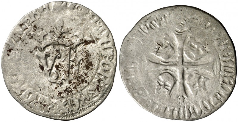 Juan y Blanca (1425-1441). Navarra. 1 blanca. (Cru.V.S. 254.1). 2,33 g. Escasa. ...