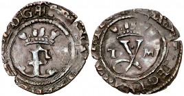 Reyes Católicos. Toledo. 1 blanca. (AC. 53)(Seb. 834 var) (López B-224). 1,15 g. Punto en el centro de la Y. MBC.