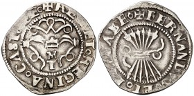 Reyes Católicos. Toledo. M. 1/2 real. (AC. 288). 1,69 g. Leyendas intercambiadas. MBC-.