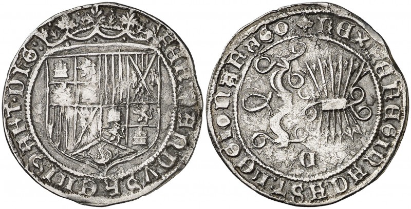 Reyes Católicos. Cuenca. 1 real. (AC. 341). 2,96 g. Haz de 6 flechas. Letra G, e...