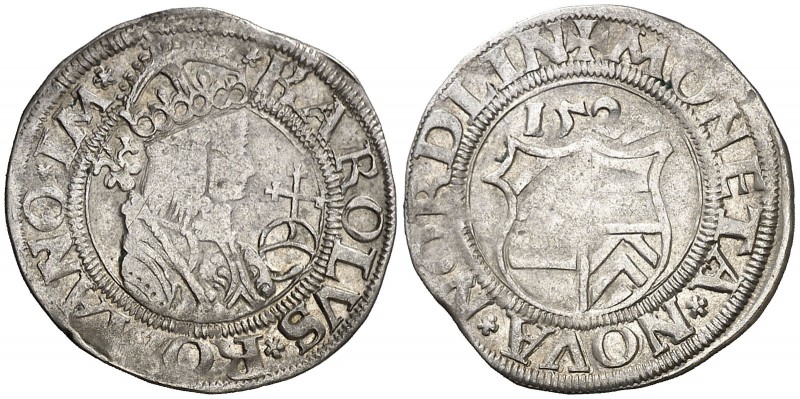 1527. Carlos I. Nordlingern. 1/2 batzen. (Kr. MB60) (W.Shulten 2424). 1,79 g. Ex...