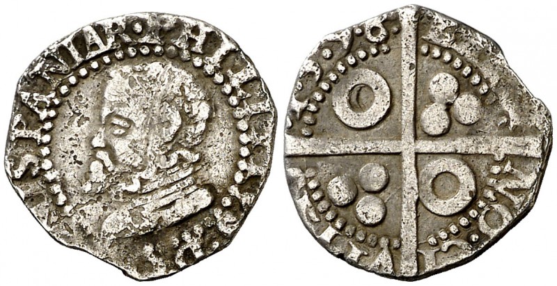 1596. Felipe II. Barcelona. 1/2 croat. (AC. 111). 1,40 g. Ex Áureo 15/12/1994, n...
