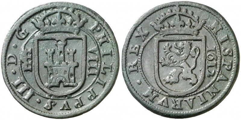 1612. Felipe III. Segovia. 8 maravedís. (AC. 333). 4,70 g. MBC+.