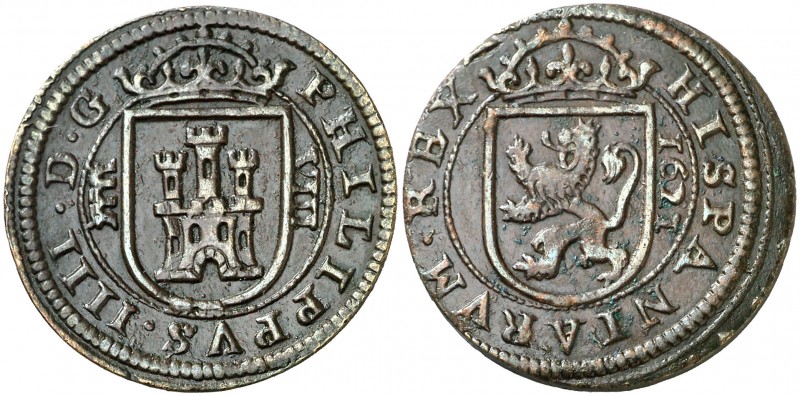 1621. Felipe IV. Segovia. 8 maravedís. (AC. 385). 6,48 g. Atractiva. MBC+.