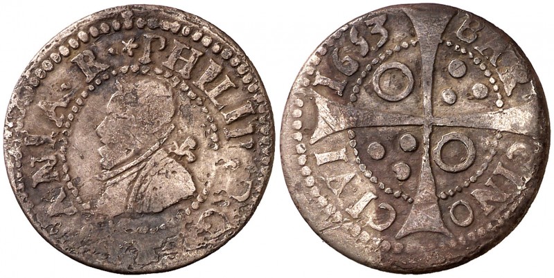 1653. Felipe IV. Barcelona. 1 croat. (AC. 667) (Cru.C.G. 4414l). 2,41 g. BC+/MBC...