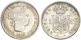 1858. Isabel II. Barcelona. 1 real. (AC. 282). 1,27 g. Parte de brillo original. Ex Colección Manuela Etcheverría. EBC-.