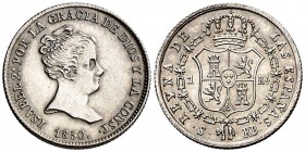 1850. Isabel II. Sevilla. RD. 1 real. (AC. 318). 1,24 g. EBC/EBC+.