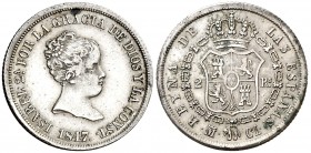 1847. Isabel II. Madrid. CL. 2 reales. (AC. 364). 3,02 g. Buen ejemplar. MBC+.