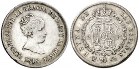 1848. Isabel II. Madrid. CL. 2 reales. (AC. 365). 2,92 g. Golpecito. MBC+.