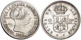 1852. Isabel II. Madrid. 2 reales. (AC. 367). 2,56 g. Impurezas. EBC-.