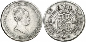 1837. Isabel II. Barcelona. PS. 4 reales. (AC. 411). 5,83 g. MBC/MBC+.