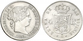 1858. Isabel II. Madrid. 4 reales. (AC. 464). 5,15 g. Ex Colección Manuela Etcheverría. EBC-.
