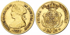 1861. Isabel II. Madrid. 20 reales. (AC. 672). 1,66 g. MBC-/MBC.