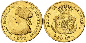 1862. Isabel II. Madrid. 40 reales. (AC. 681). 3,37 g. MBC/MBC+.
