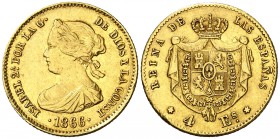 1866. Isabel II. Madrid. 4 escudos. (AC. 689). 3,34 g. Golpecitos. MBC.