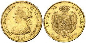 1867. Isabel II. Madrid. 4 escudos. (AC. 691). 3,33 g. EBC-/EBC.