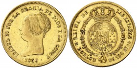 1850. Isabel II. Madrid. CL. Doblón de 100 reales. (AC. 757). 8,19 g. MBC/MBC+.