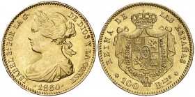 1864. Isabel II. Madrid. 100 reales. (AC. 792). 8,35 g. Ex Áureo & Calicó 25/05/2016, nº 2995. EBC-/EBC.