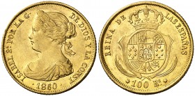 1860. Isabel II. Sevilla. 100 reales. (AC. 803). 8,36 g. MBC+/EBC-.