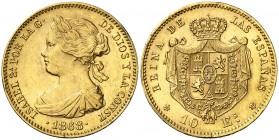 1868*1868. Isabel II. Madrid. 10 escudos. (AC. 815. 8,44 g. EBC.